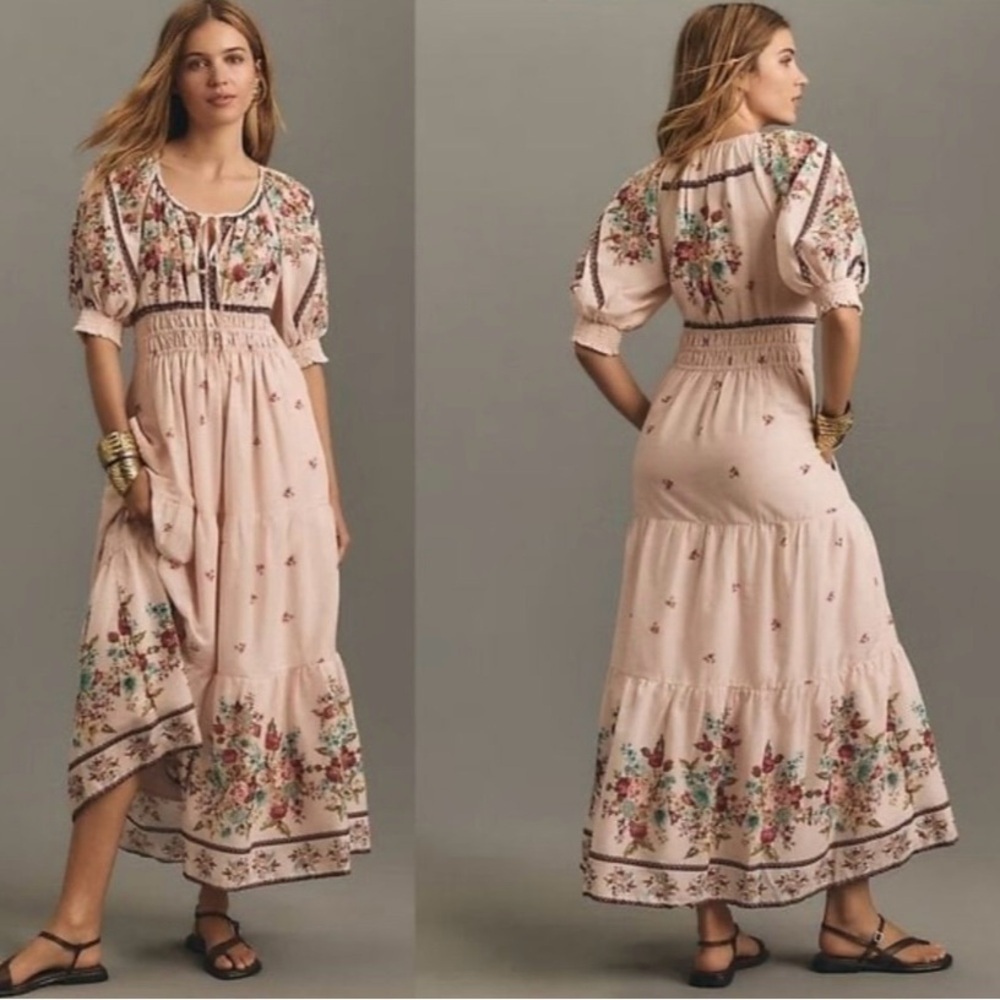 ANTHROPOLOGIE The Somerset Maxi Dress: Puff-Sleeve Edition size XXS - Picture 2 of 9
